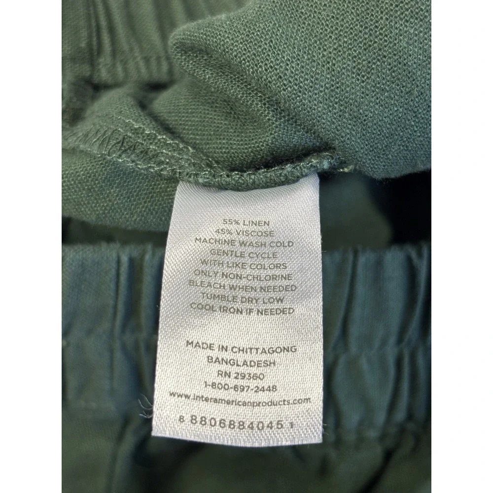 Dip Linen Blend Cropped Pants XL Olive Green Wide Leg Coastal Boho Relaxed Crop